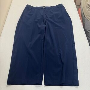 Weekends by Chicos Navy Blue Cropped Wide Leg Pants Size 2 Stretch Travel